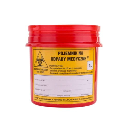 Pojemnik na odpady medyczne czerwony 1000 ml