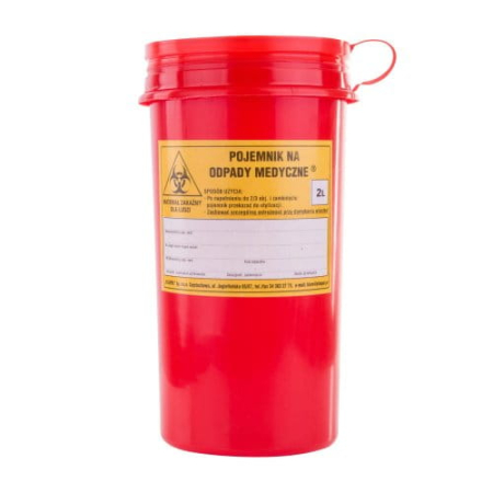 Pojemnik na odpady medyczne czerwony 2000 ml