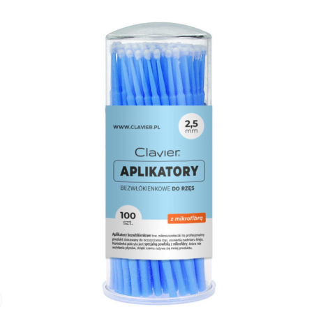 Mikroszczoteczki, aplikatory bezwłóknikowe do rzęs 2.5mm / 100 sztuk CLAVIER