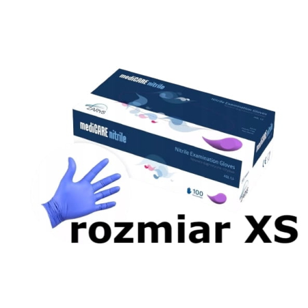 Rękawiczki nitrylowe bezpudrowe rozmiar XS NIEBIESKIE / ZARYS