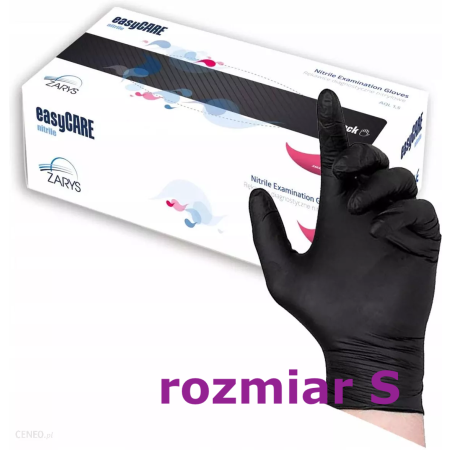 Rękawiczki nitrylowe bezpudrowe rozmiar S CZARNE / ZARYS