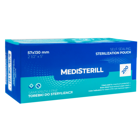 Torebki do sterylizacji narzędzi w autoklawie 57x130 mm 200 sztuk MediSterill CLAVIER