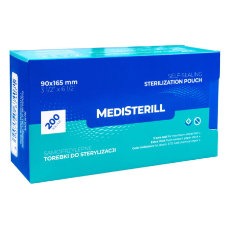 Torebki do sterylizacji narzędzi w autoklawie 90x165 mm 200 sztuk MediSterill CLAVIER