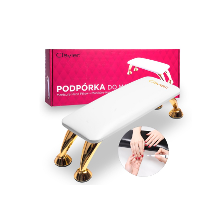 Podpórka / podkładka pod dłoń do manicure z ekoskóry biała CLAVIER