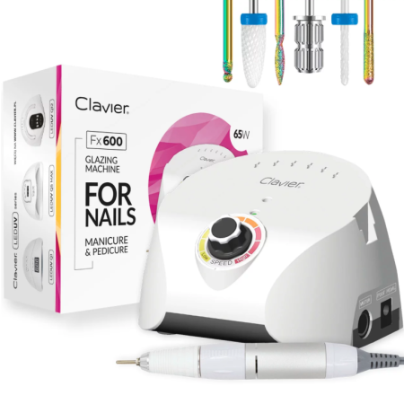 Frezarka do manicure i pedicure 65W / 35 tyś obrotów z zestawem frezów BIAŁA / FX 600 CLAVIER